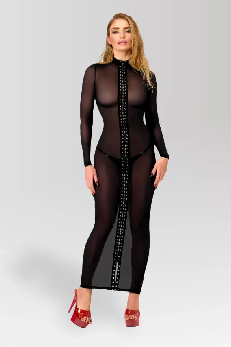 Robe longue lacée noire F410