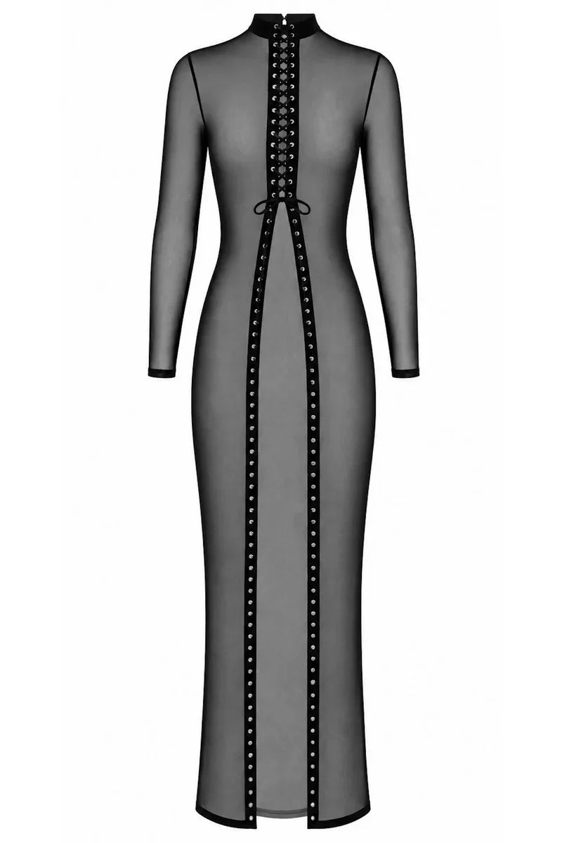 Robe longue lacée noire F410