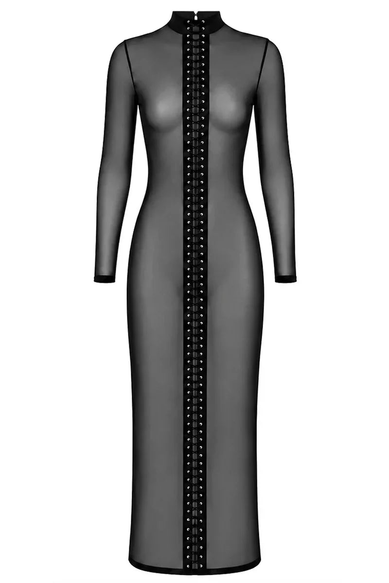 Robe longue lacée noire F410