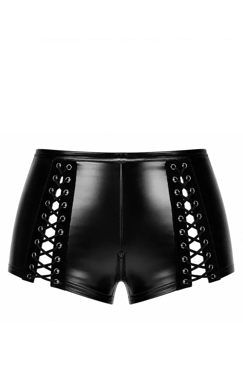 Short taille haute lacé noir F411