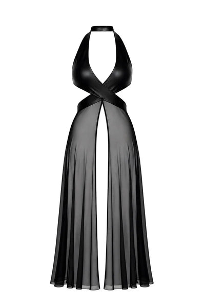 Robe maxi croisée noire F412