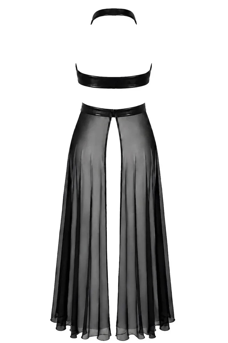 Robe maxi croisée noire F412