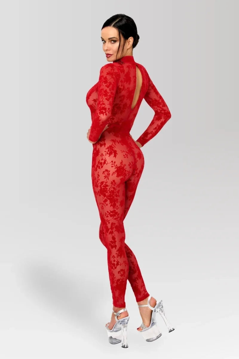 Combinaison résille rouge F414