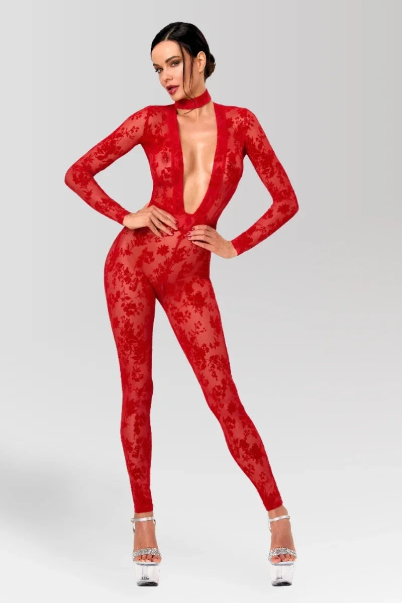 Combinaison résille rouge F414