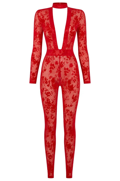 Combinaison résille rouge F414