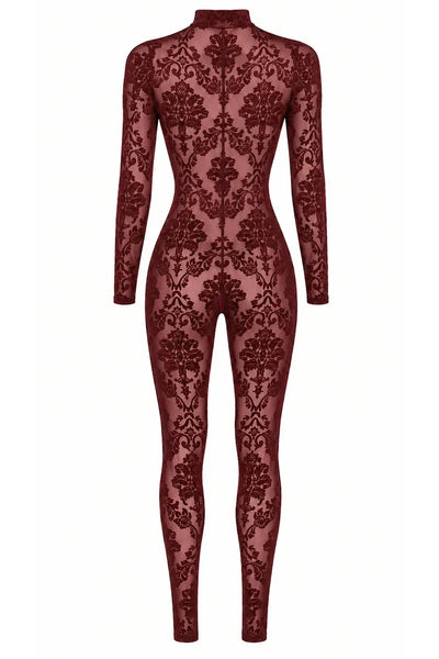 Combinaison résille bordeaux F421