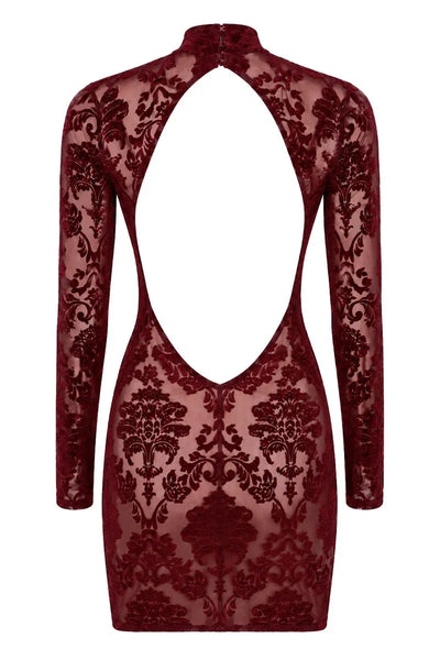 Mini-robe dos-nu bordeaux F423