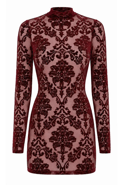 Mini-robe dos-nu bordeaux F423