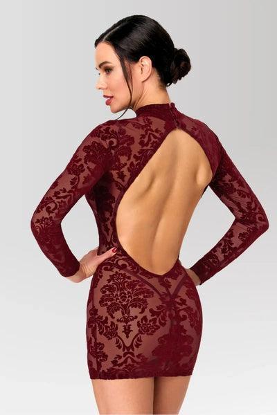 Mini-robe dos-nu bordeaux F423