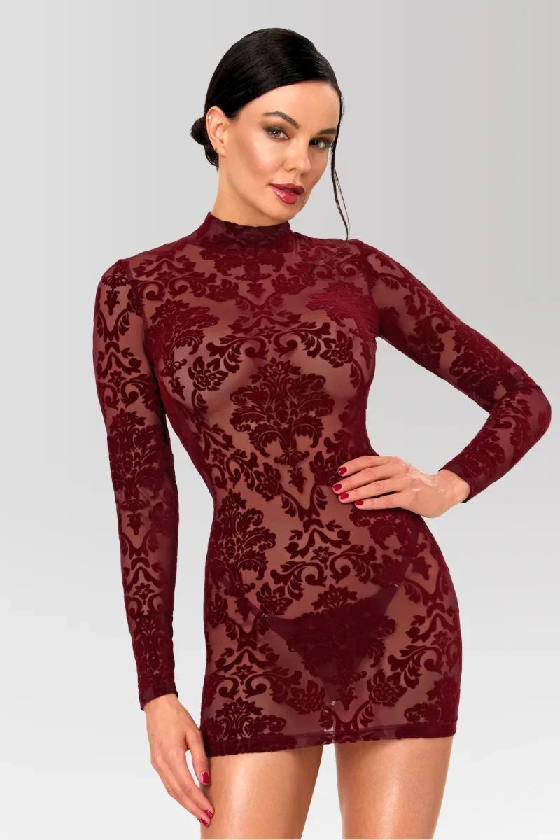 Mini-robe dos-nu bordeaux F423