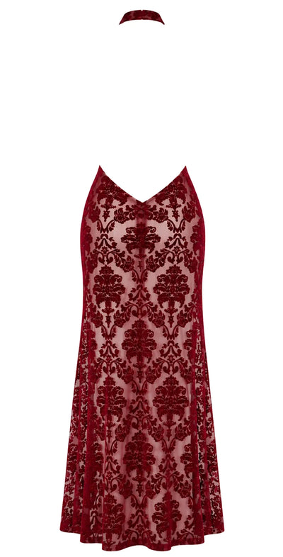 Robe longue résille bordeaux F424