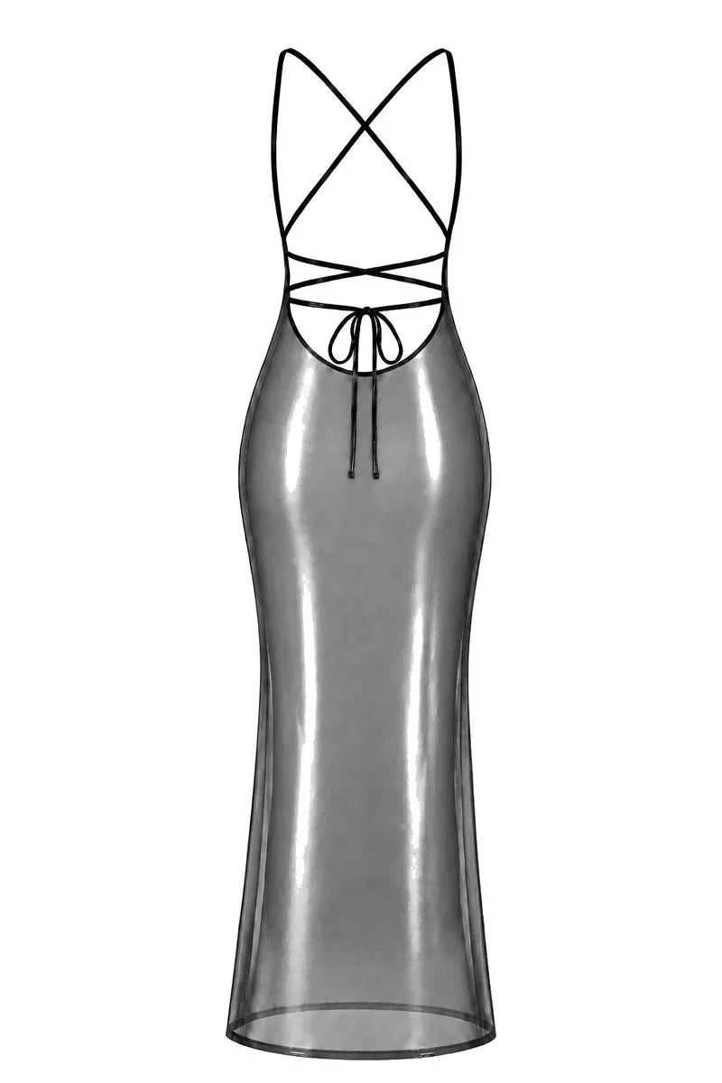 Robe longue métallisée F427