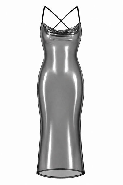 Robe longue métallisée F427