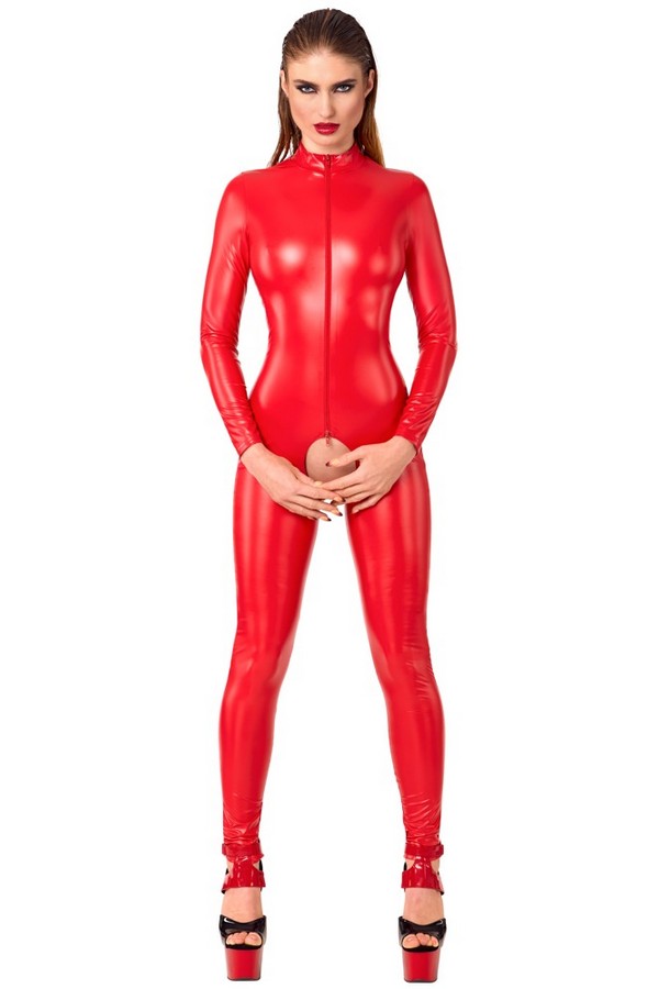 Combinaison wetlook rouge Ligne Privée