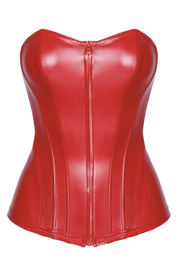 Corset wetlook F355 Mysteria rouge par Noir Handmade