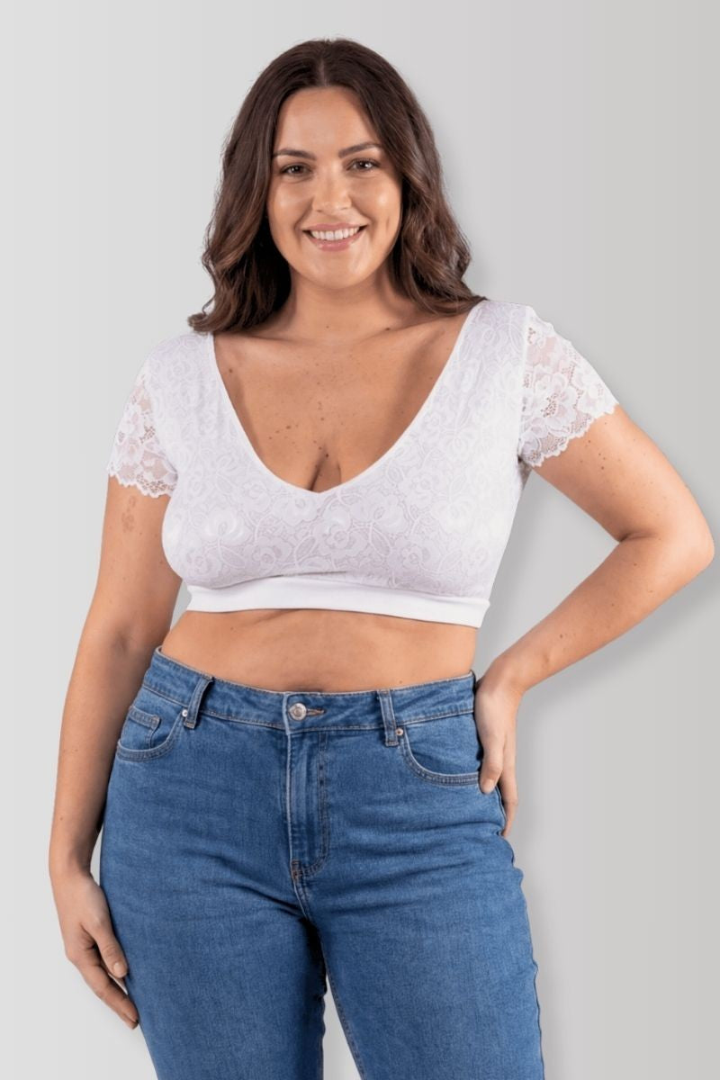 Crop-top réversible blanc