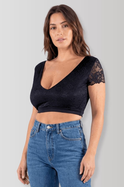 Crop-top réversible noir