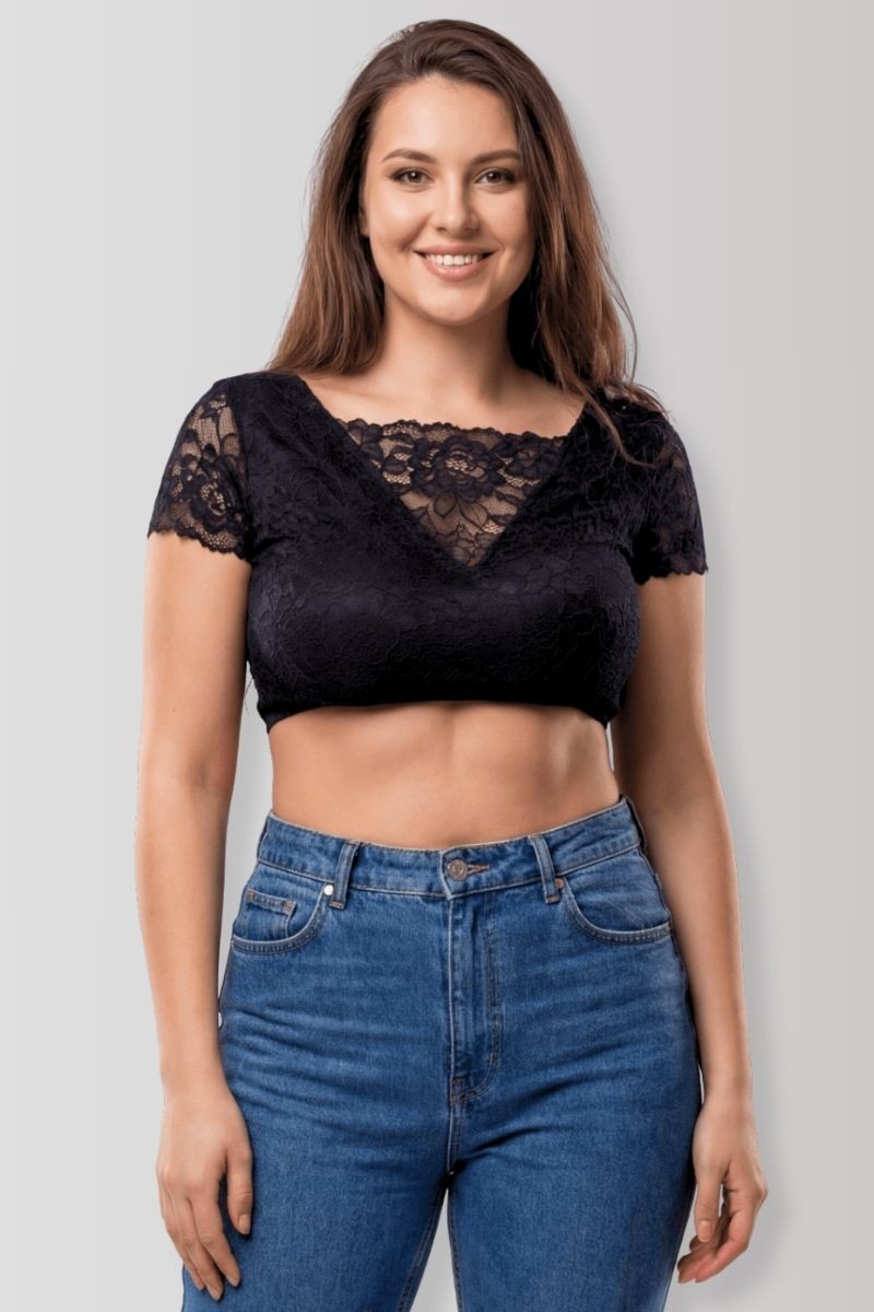 Crop-top réversible noir