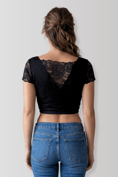 Crop-top réversible noir