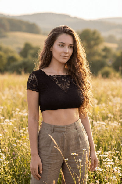 Crop-top réversible noir