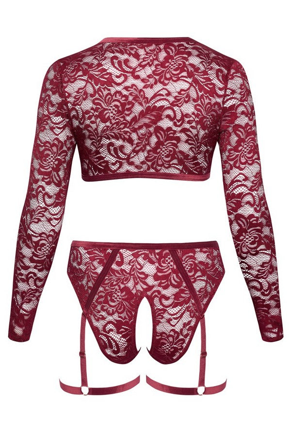 Ensemble ouvert dentelle bordeaux + par Cottelli lingerie