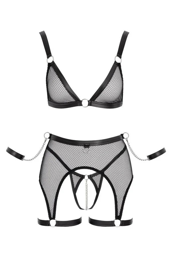 Ensemble résille noire à liens par Cottelli lingerie