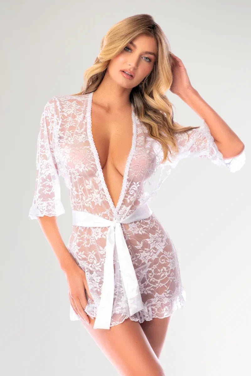 Kimono dentelle blanche par Mapalé lingerie