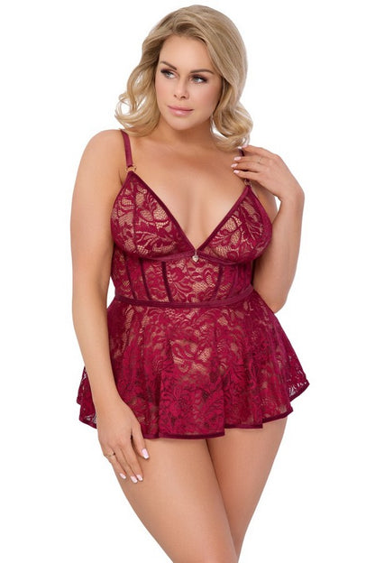 Nuisette dentelle bordeaux + par Cottelli lingerie