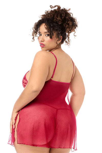 Nuisette romantique rouge + par Mapalé lingerie