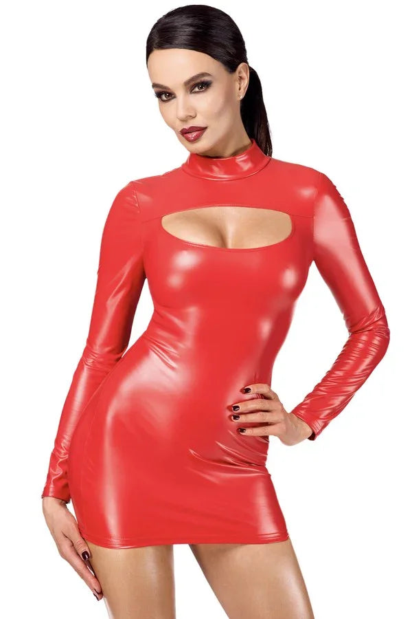 Robe alcôve Vixen F367 rouge par Noir Handmade