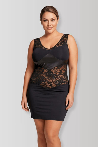 Robe dentelle & wetlook noire