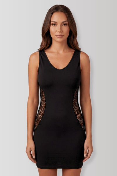 Robe noire duo de résille Léa