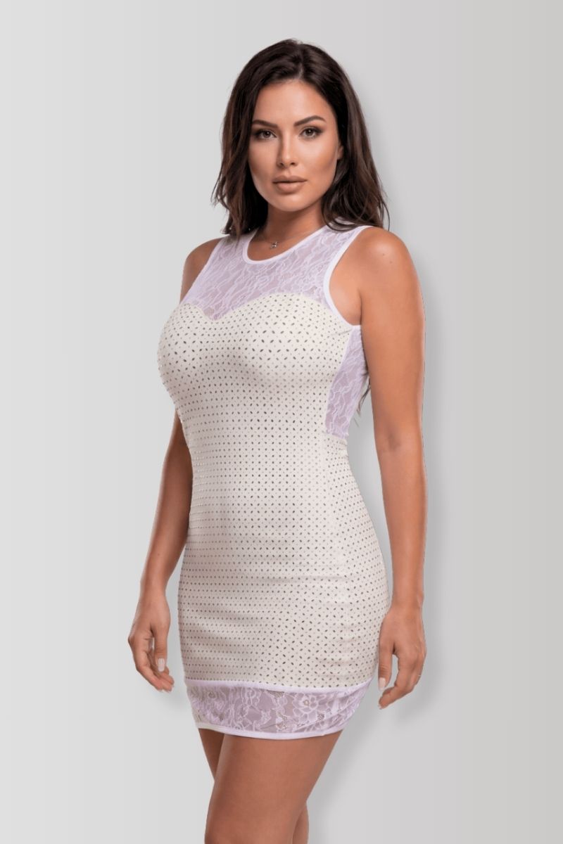 Mini-robe wetlook microperforé