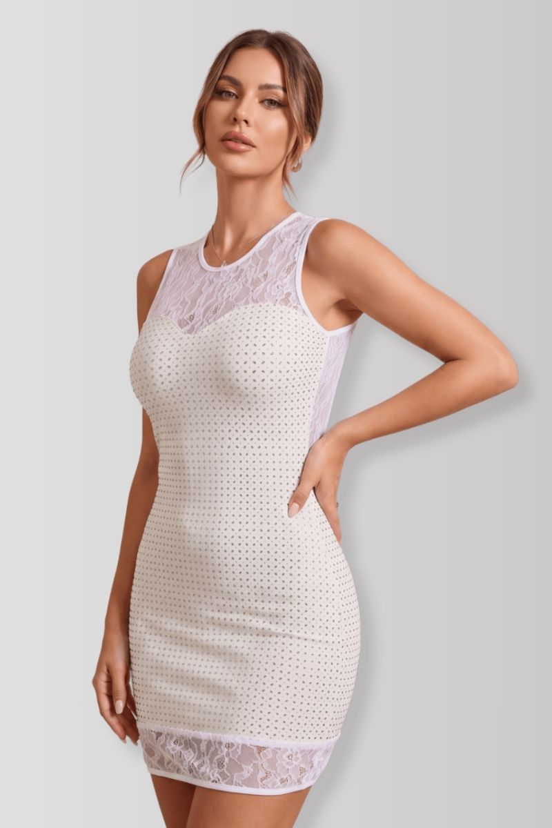 Mini-robe wetlook microperforé