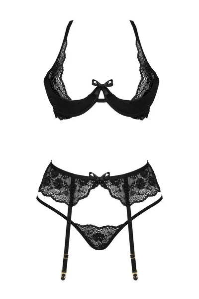 Ensemble jarretelles Rose noire