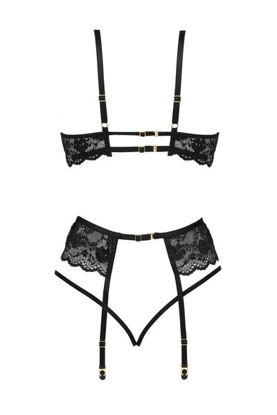 Ensemble jarretelles Rose noire