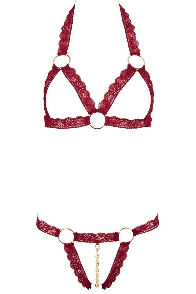 Ensemble ouvert bordeaux - LUXURY ALLEY dessous