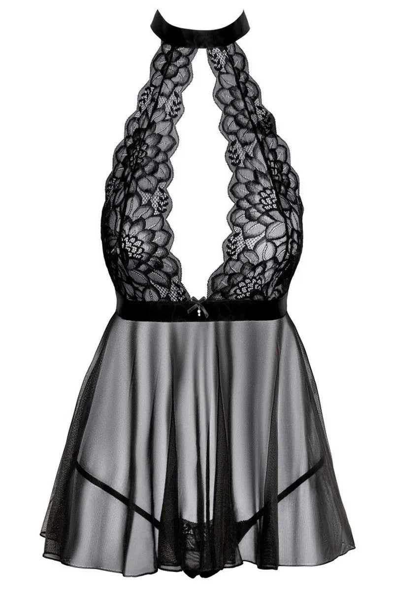 Babydoll noir Finesia - LUXURY ALLEY dessous