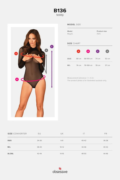 Body résille B136 noir par Obsessive