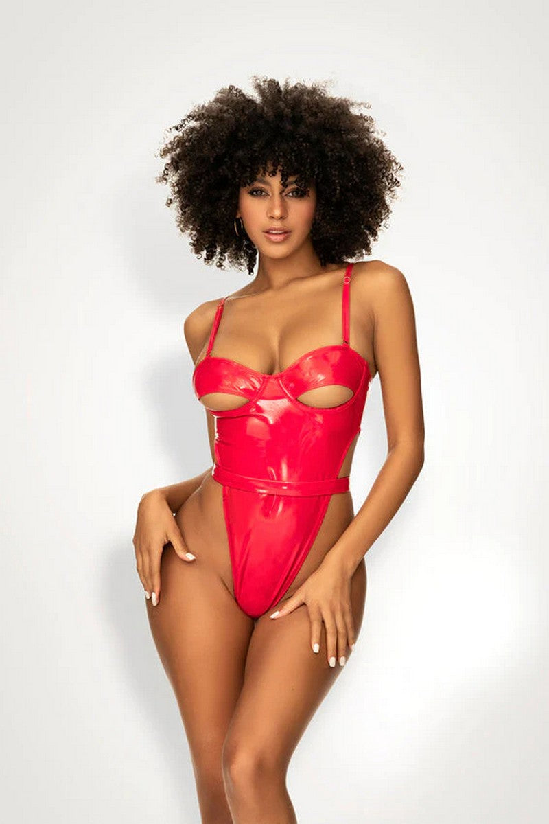 Body string wetlook rouge Abigail par Mapalé lingerie