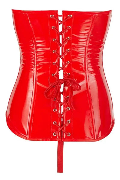 Corset vinyle ouvert rouge (M) par Black Level