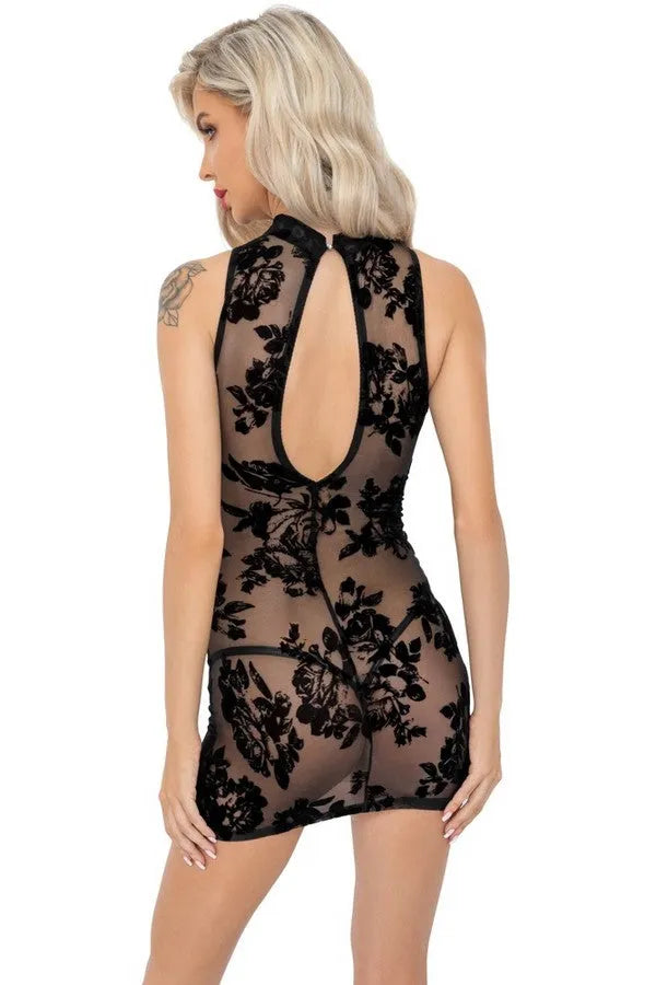 Robe courte Roses noires - LUXURY ALLEY dessous