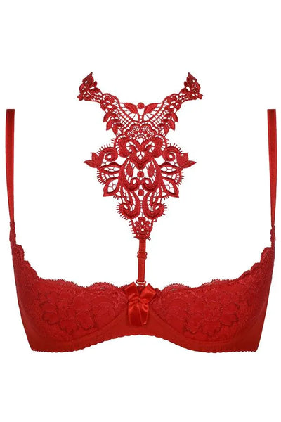 Soutien-gorge ouvert rouge V-8251 par Axami