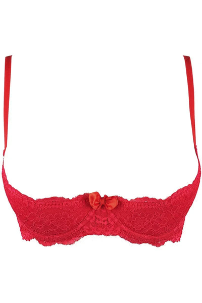 Soutien-gorge ouvert rouge V-9801 par Axami